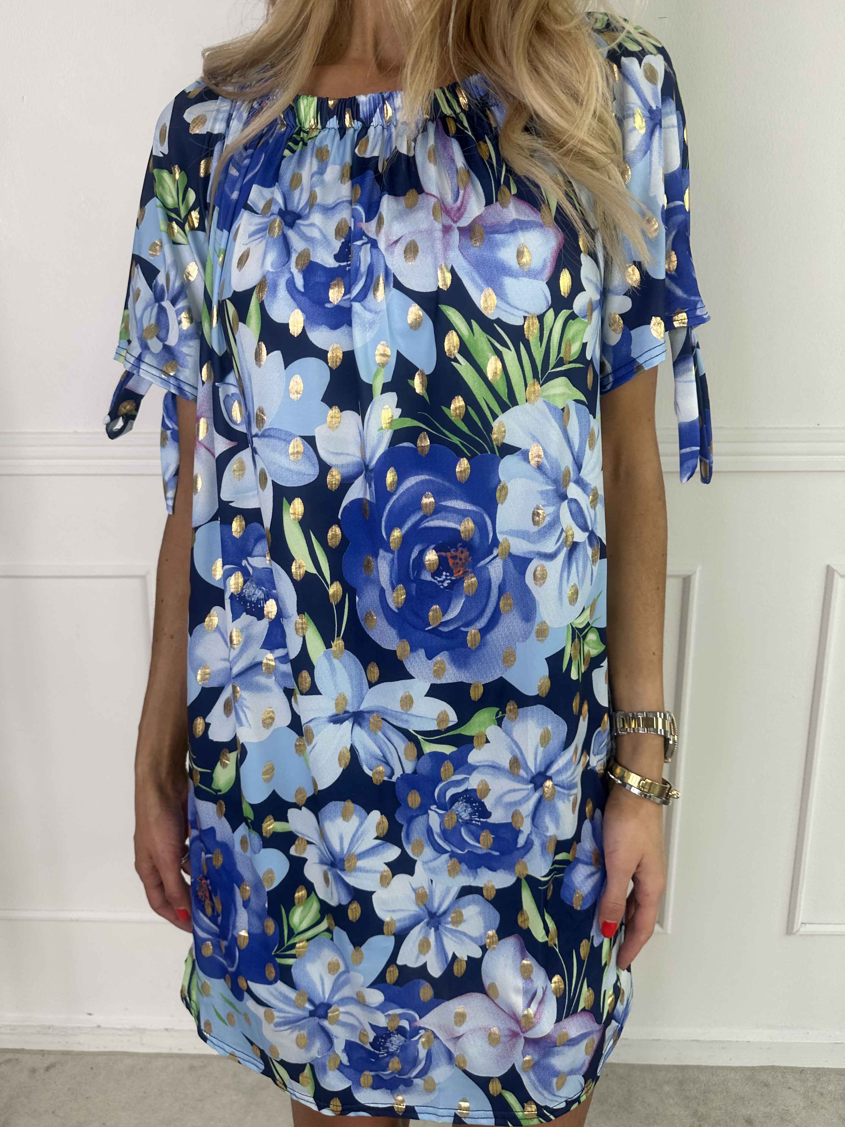 Sofia - Söt blommig klänning med resår i halsen